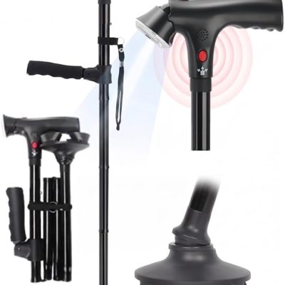 3-in-1 Folding Cane with Alarm & Light