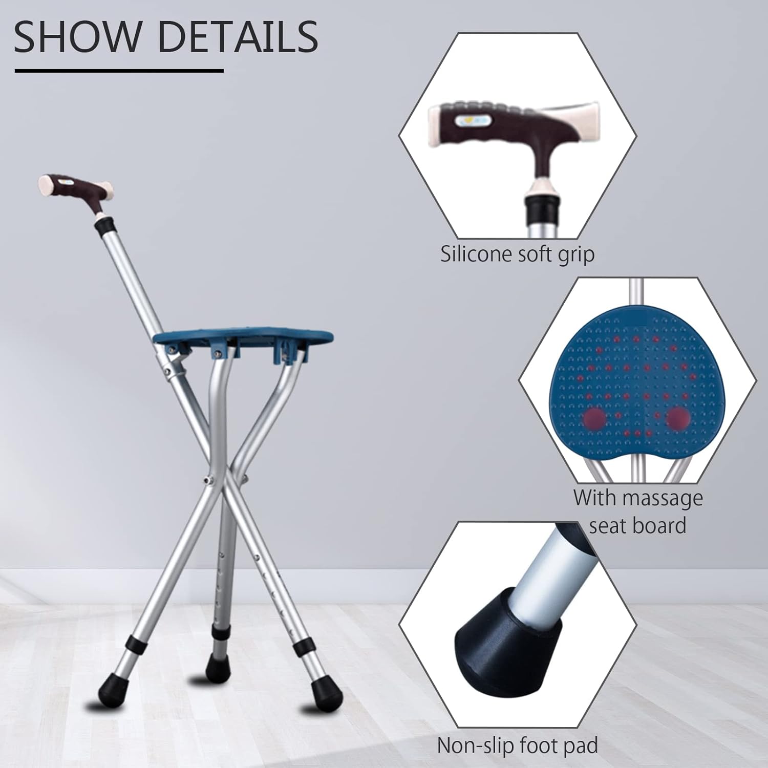 Folding Cane Seat, 440 lbs Capacity - Image 2