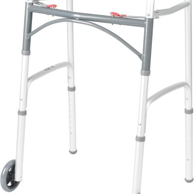 Two-Button Folding Walker, 5-Inch Wheels