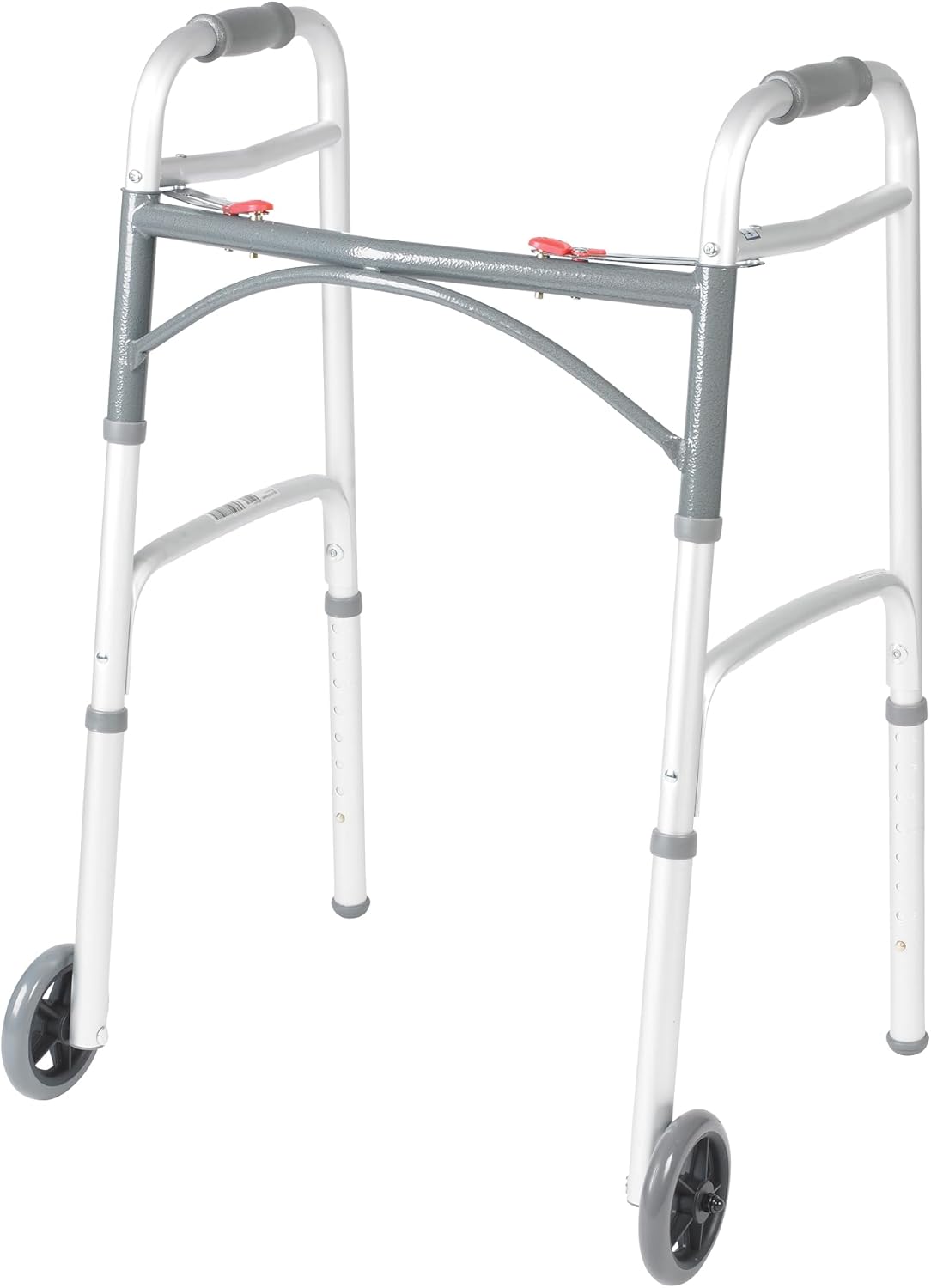 Two-Button Folding Walker, 5-Inch Wheels