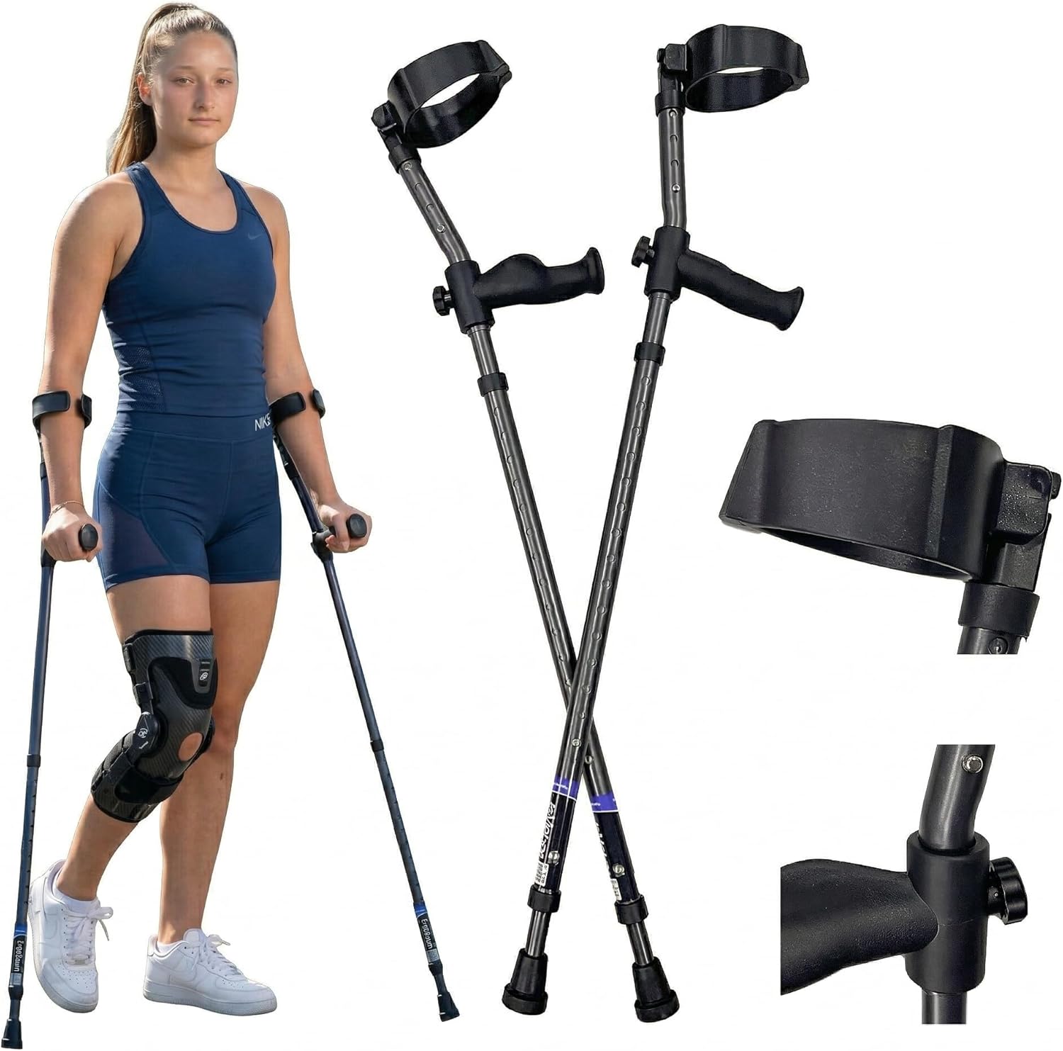 Spring Assist Forearm Crutches, Short, 350lb