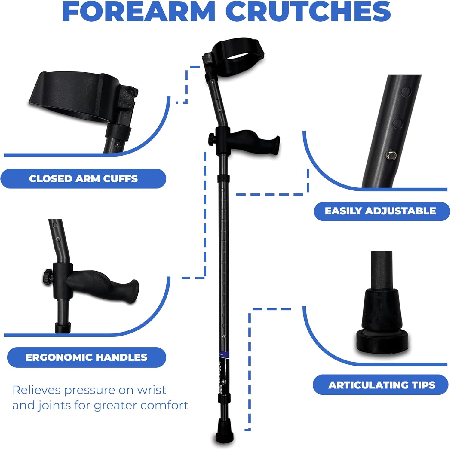 Spring Assist Forearm Crutches, Short, 350lb - Image 4