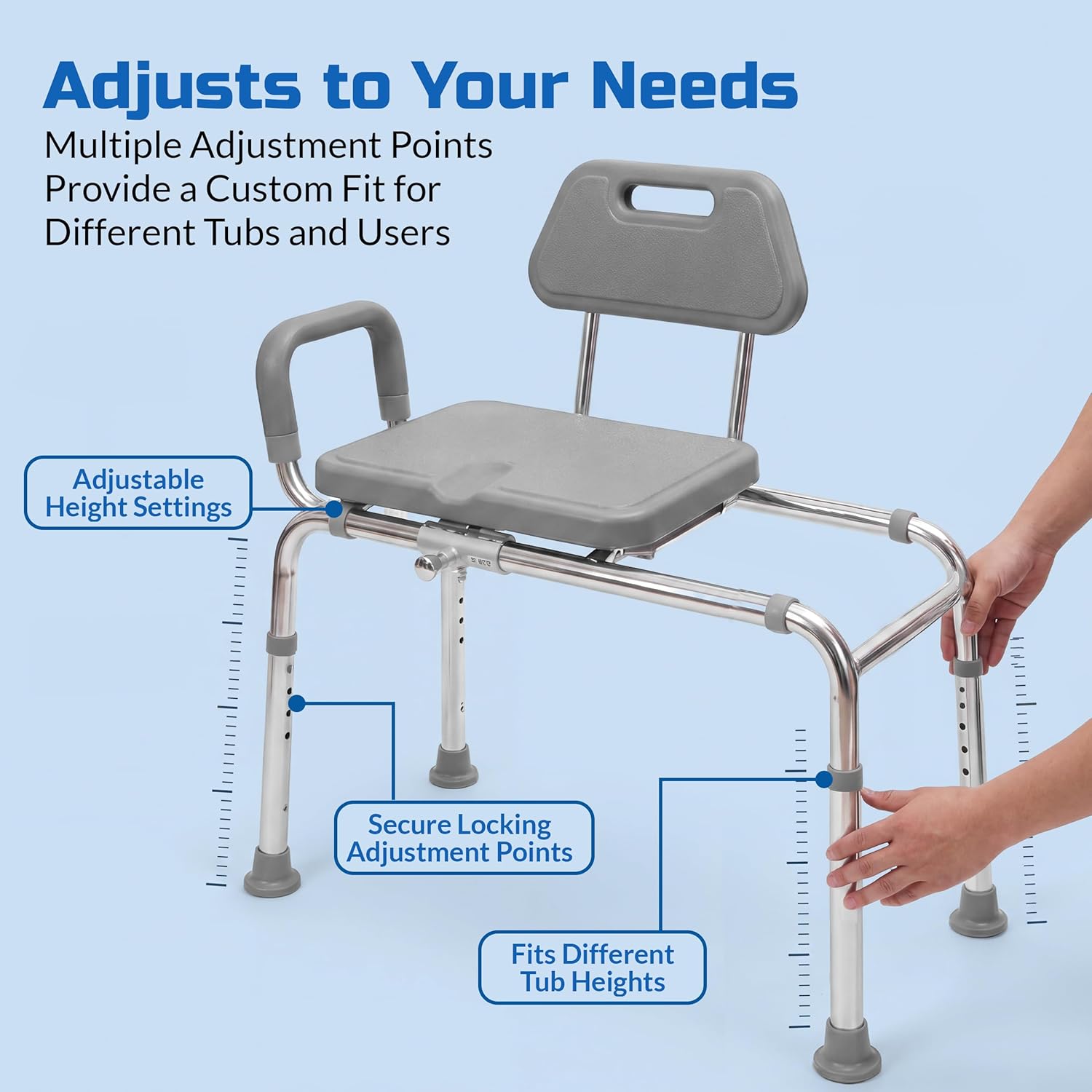 Gray Rotatable Padded Shower Seat for Elderly - Image 3