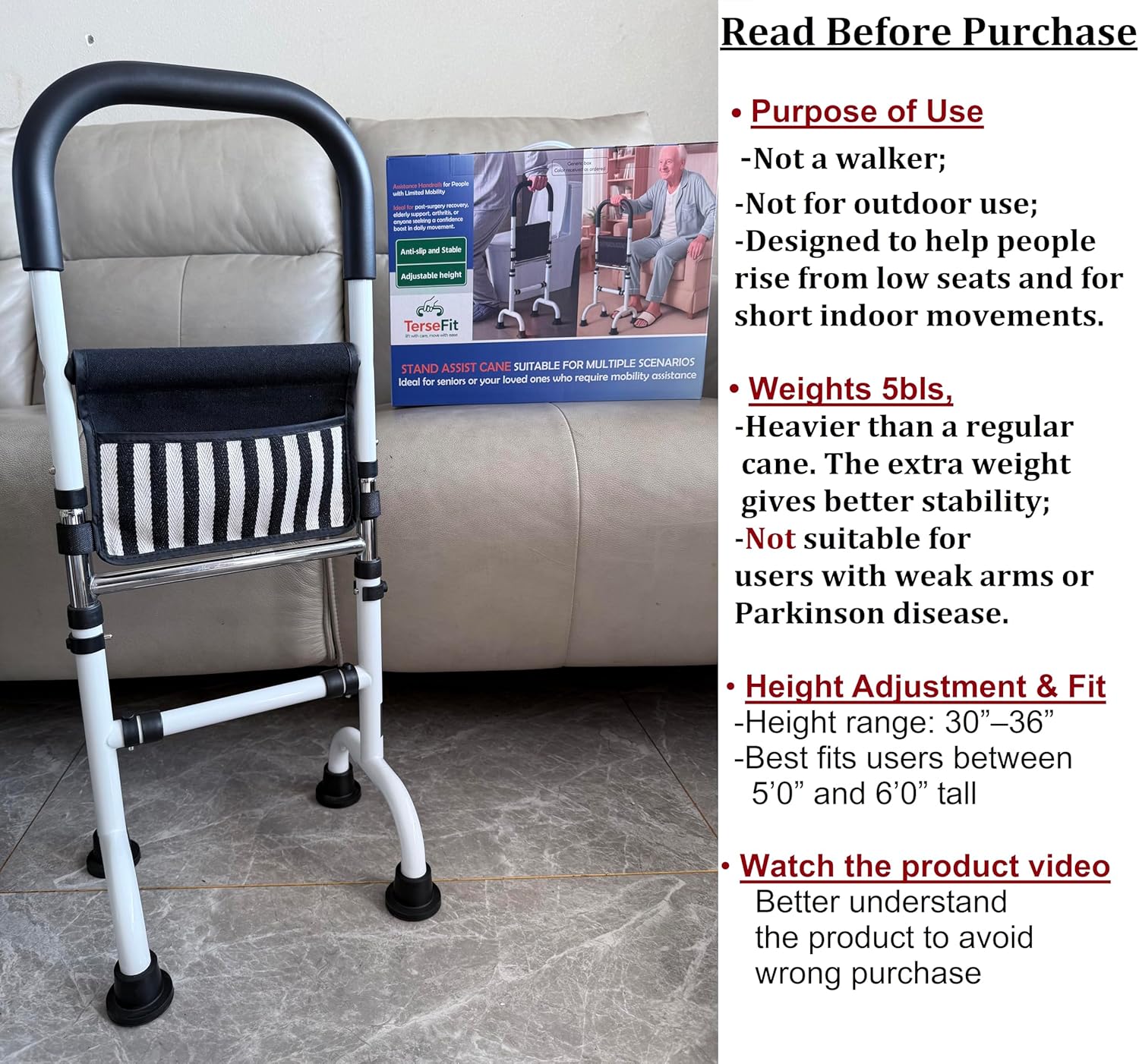 Height Adjustable Standing Aid, 5lbs - Image 2