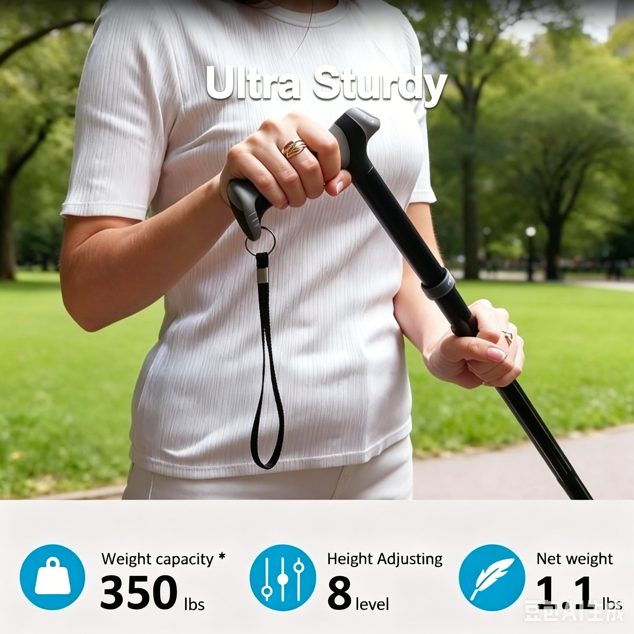 Foldable Adjustable Heavy Duty Walking Cane - Image 2